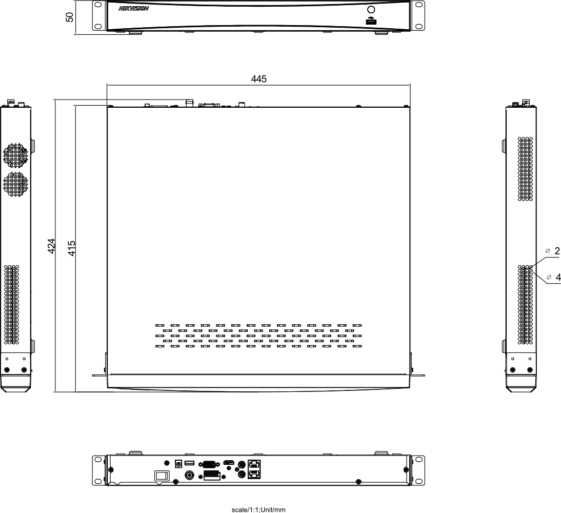 iDS-7600NX-I3/FA(V40)產(chǎn)品尺寸