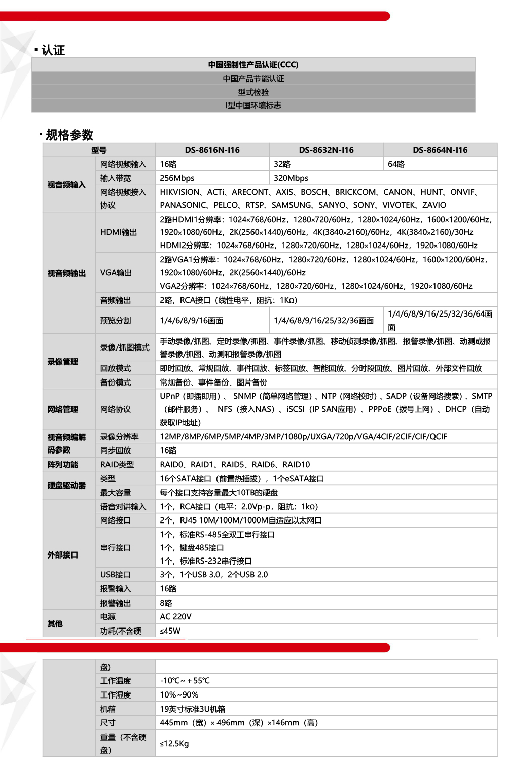 DS-8600N-I16技術(shù)參數(shù)